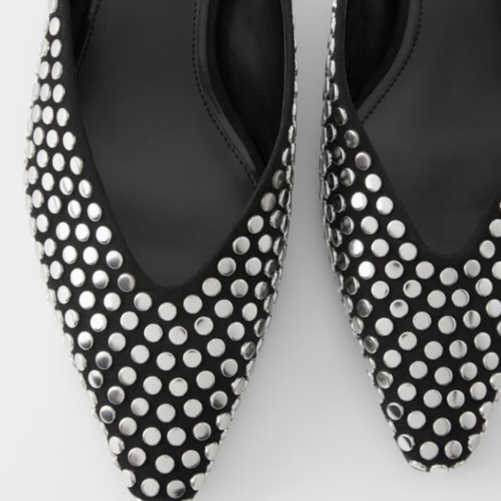 ZARA Studded Black Mule Heels | Size 41